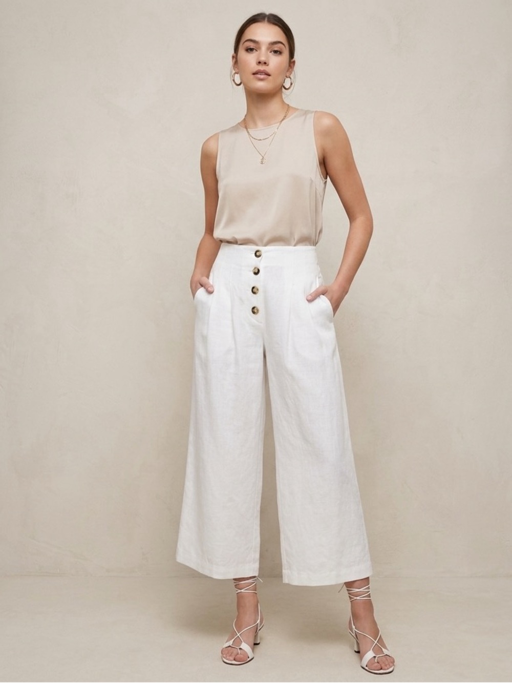 Wilfred Aritzia Linen Blend Wander Pant - White